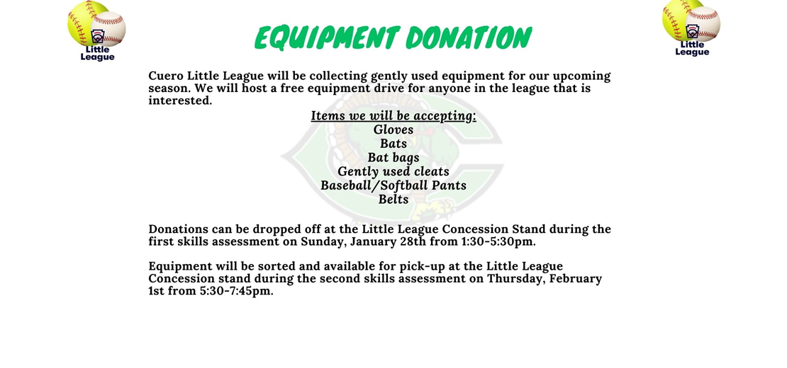 Equipment Donation Drive 2024